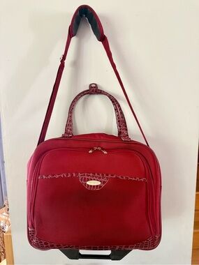 Samsonite Silhouette Maroon Rolling Underseat Briefcase Carry-On